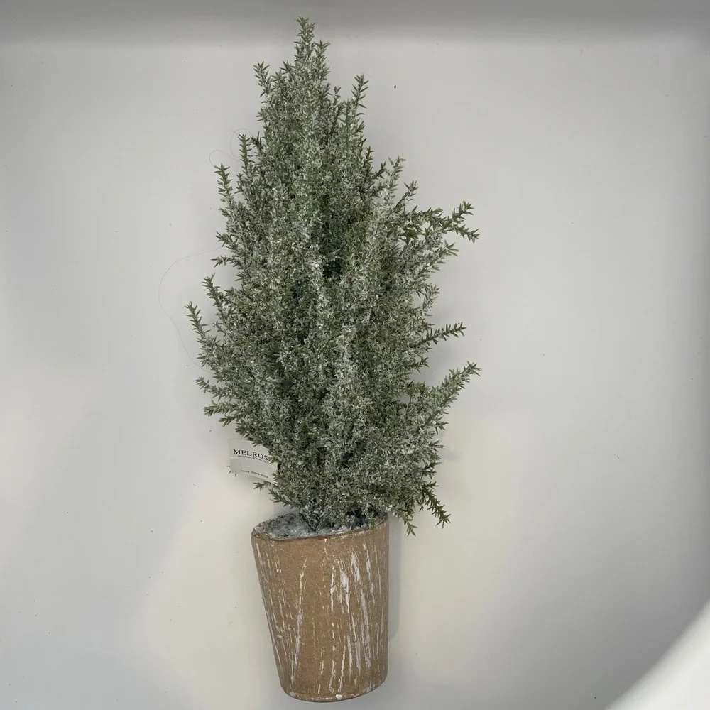 Melrose International Frosted Cedar Pine Artificial Potted Tree 17 Inch Green